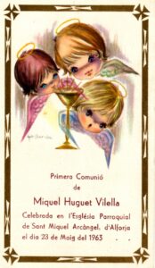Recordatori de la primera comunió d'en Miquel Huguet i Vilella (1963)