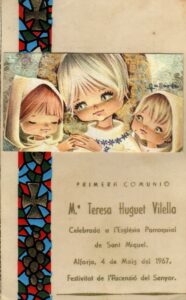 Recordatori de la primera comunió de na Ma. Teresa Huguet i Vilella (1967)