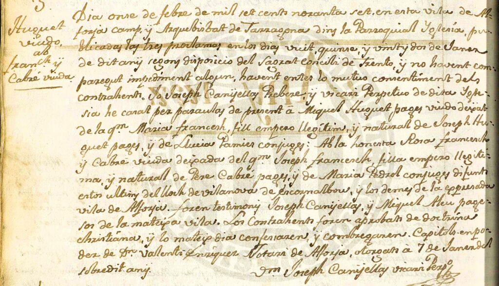 Mostra de registres a l'AHAT: matrimoni segle XVIII