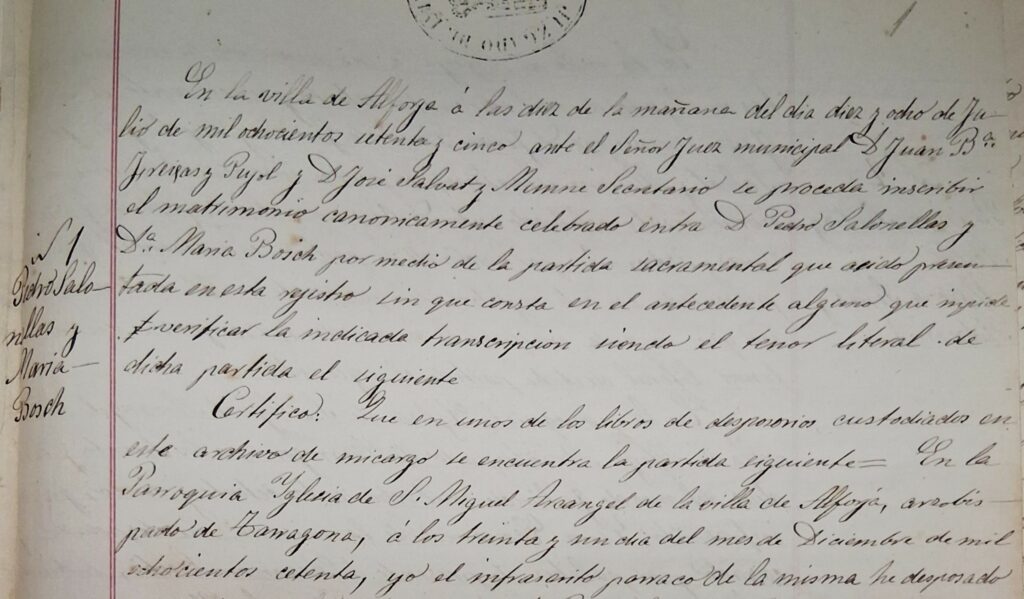 Genealogia d'Alforja - Registre Civil